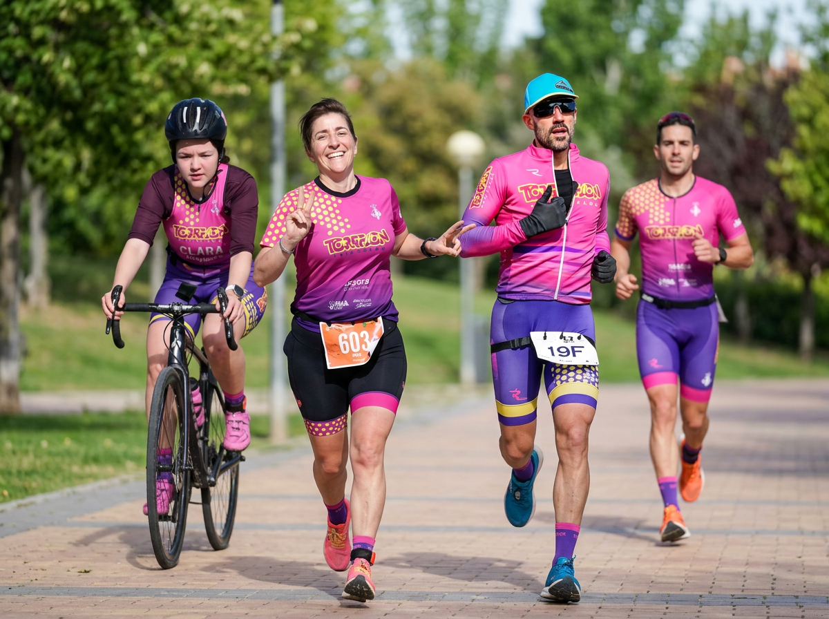 Atletas del Duatlón de Torrejón compitiendo en Parque Europa